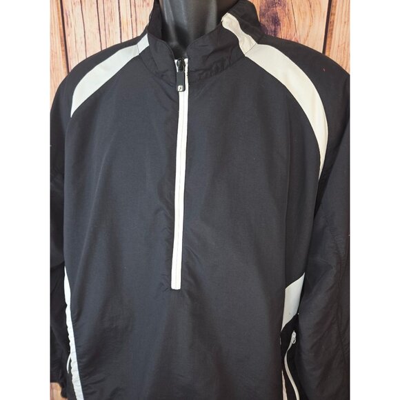 FootJoy FJ Black/White Windbreaker Golf Jacket Large - Picture 4 of 8